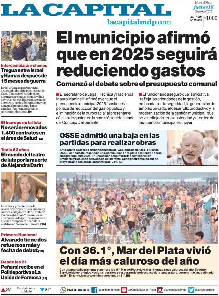 Portada de Diario La Capital - Mar del Plata (Argentina)