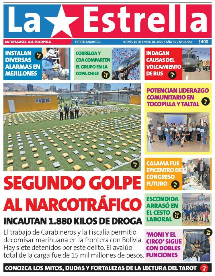 Portada de La Estrella de Tocopilla (Chile)