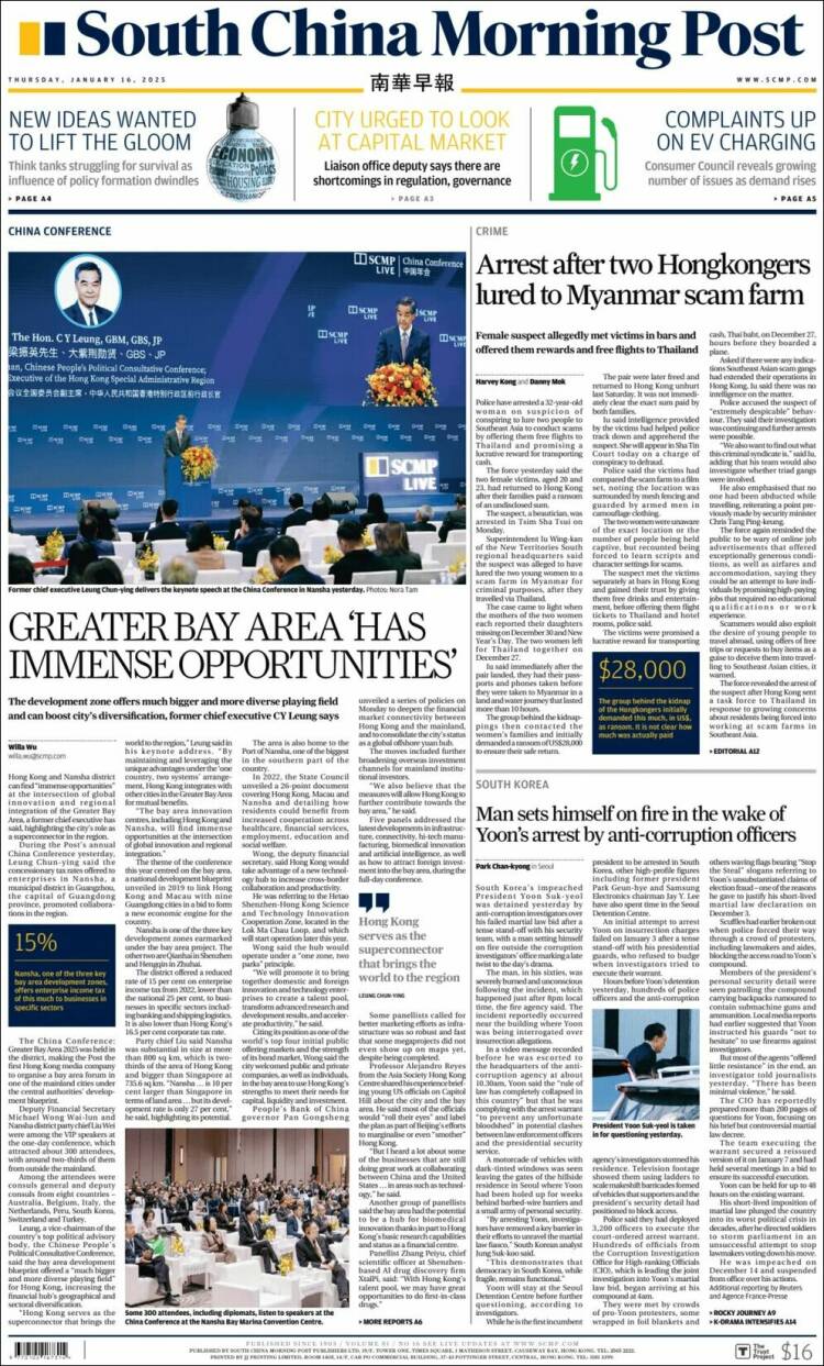Portada de South China Morning Post (China)