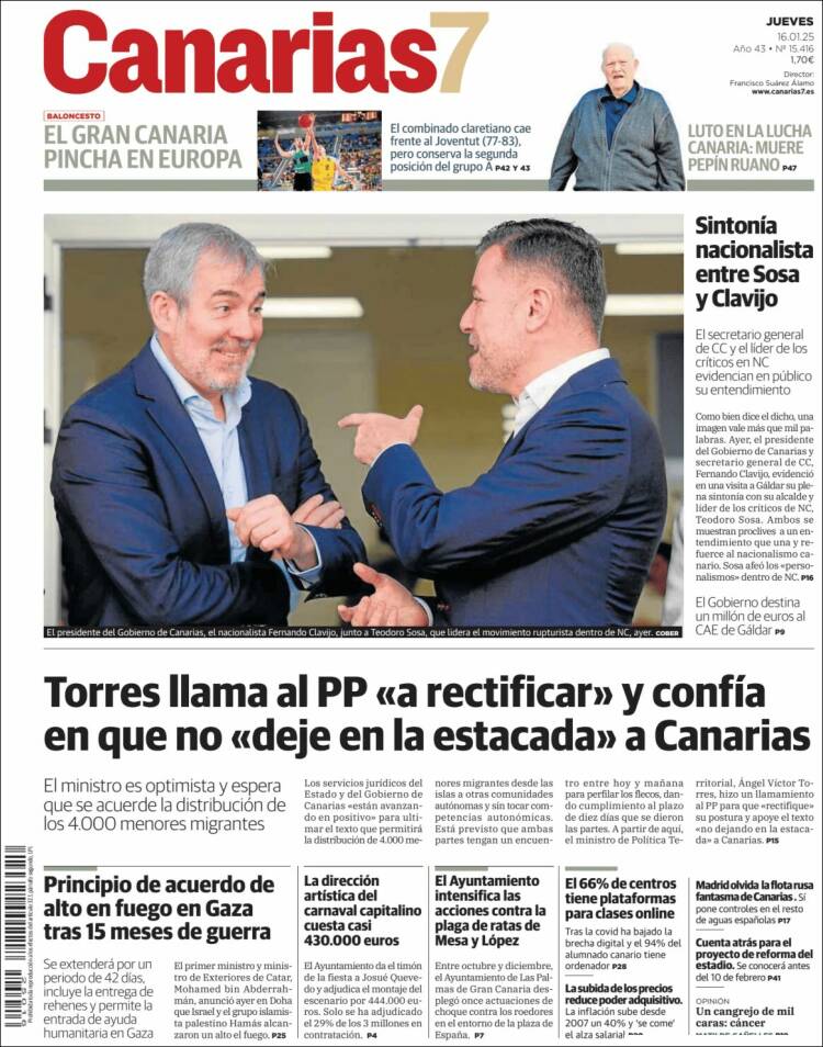 Portada de Canarias 7 (España)