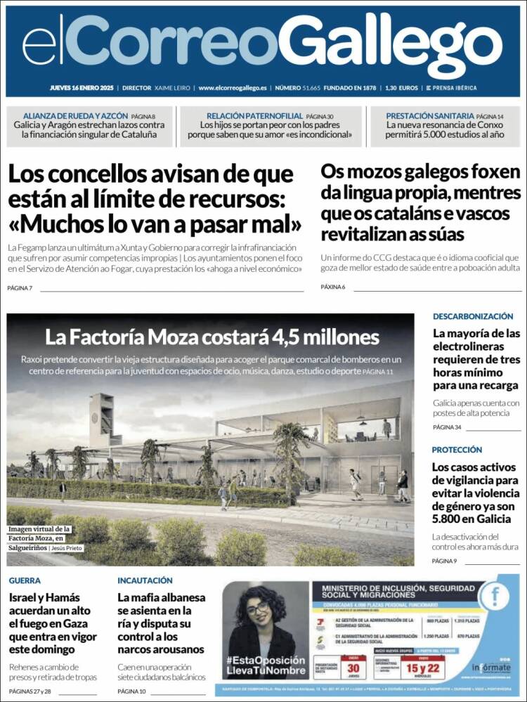 Portada de El Correo Gallego (España)