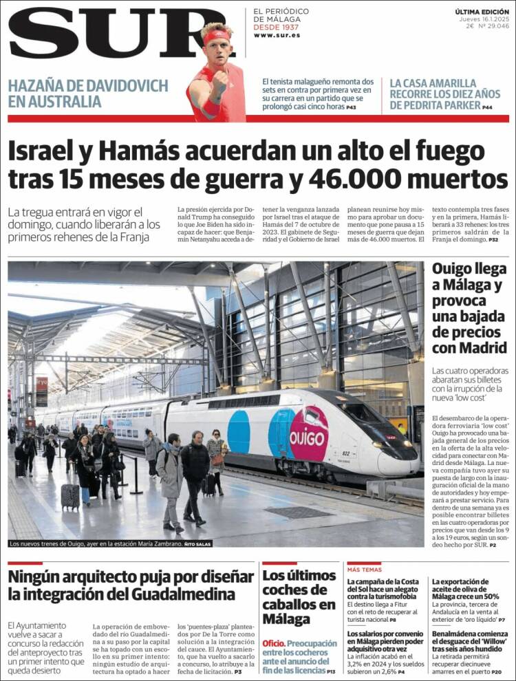 Portada de Diario el Sur (España)