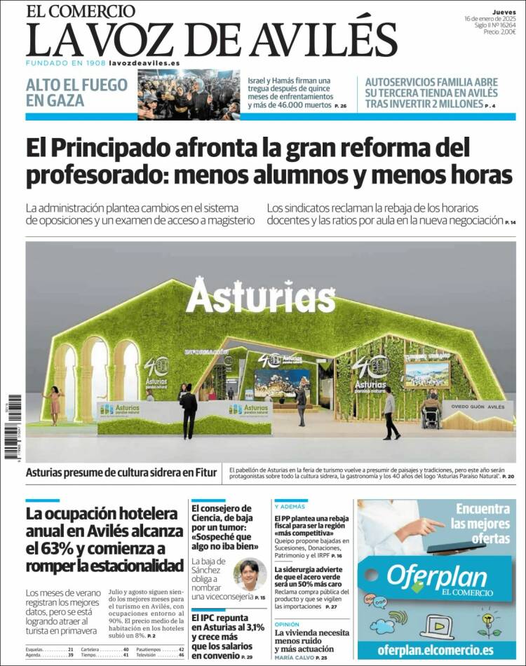 Portada de El Comercio - Avilés (España)