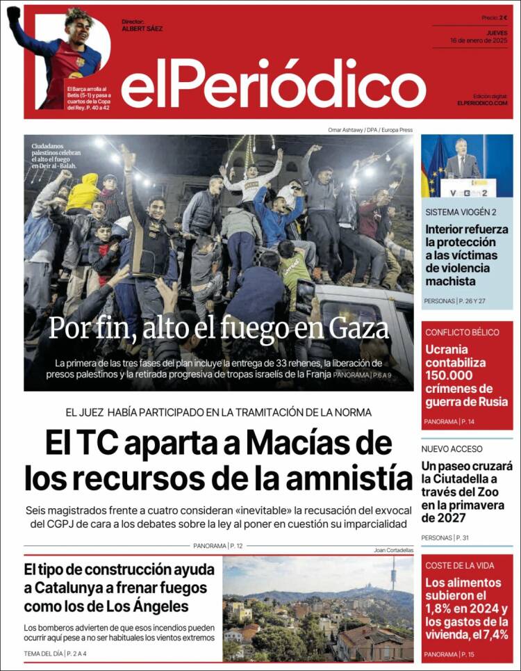 Portada de El Periódico (España)