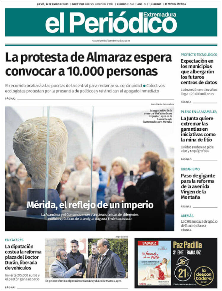 Portada de El Periódico de Extremadura (España)