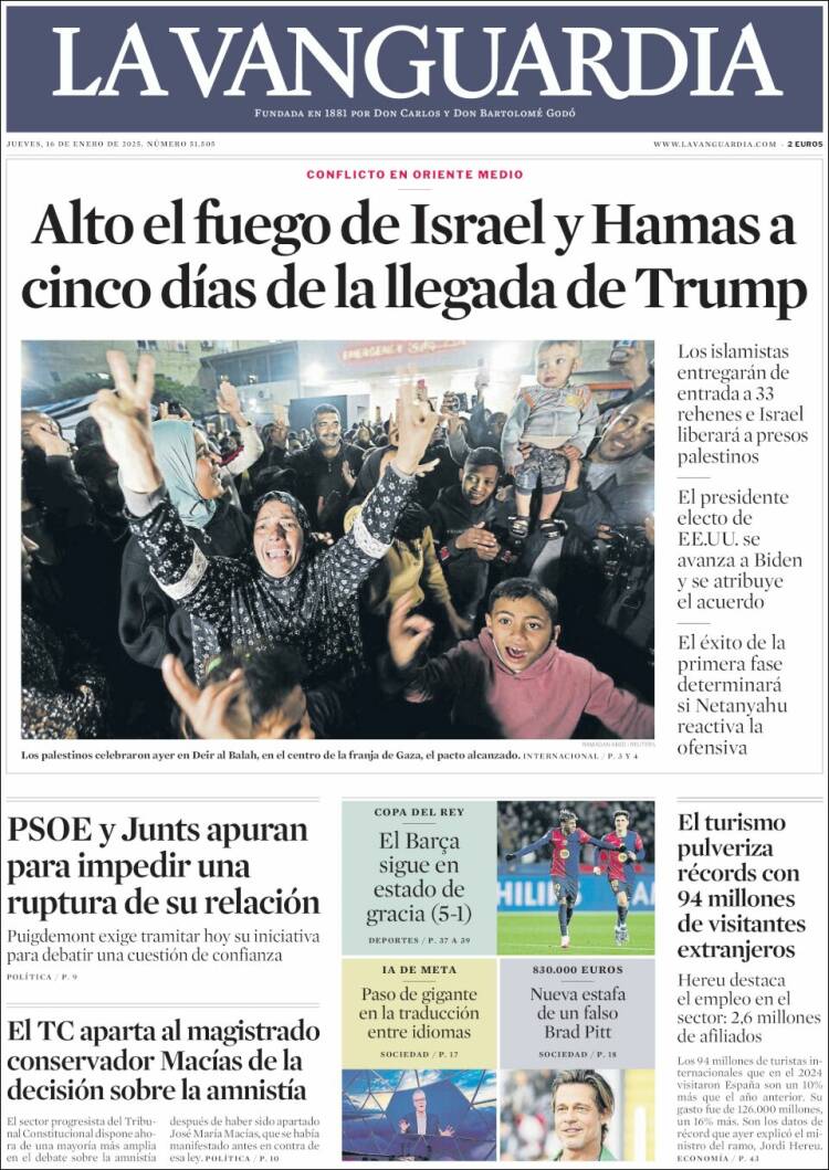 Portada de La Vanguardia (España)