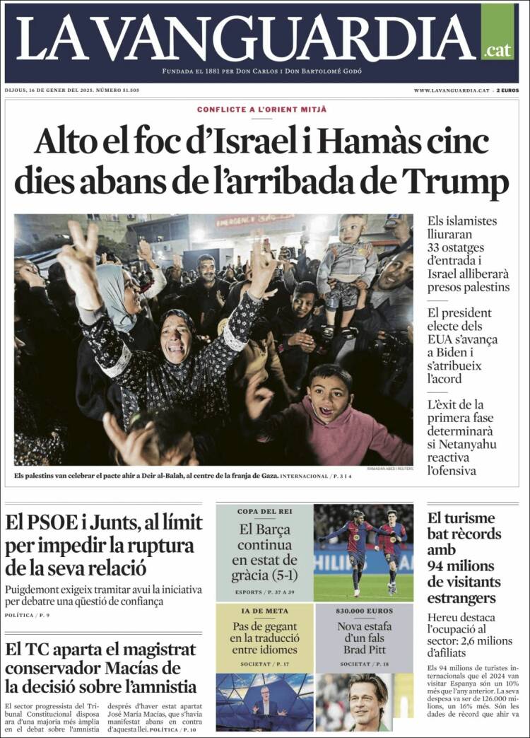 Portada de La Vanguardia (España)