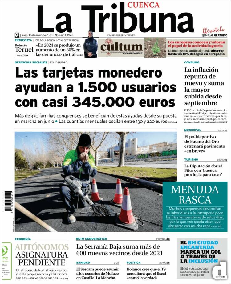 Portada de La Tribuna de Cuenca (España)