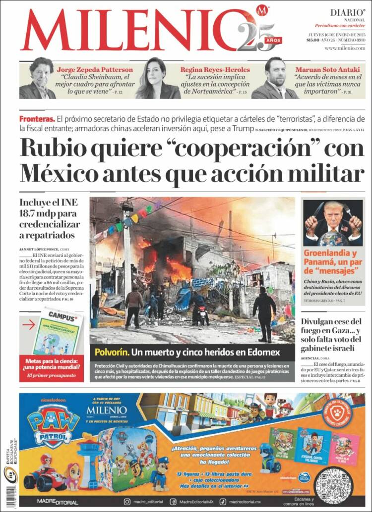 Portada de Milenio (México)