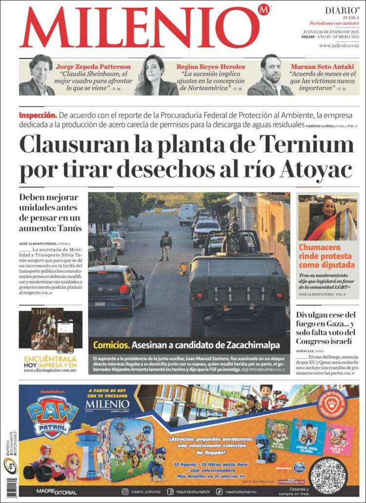 Portada de Milenio de Puebla (México)