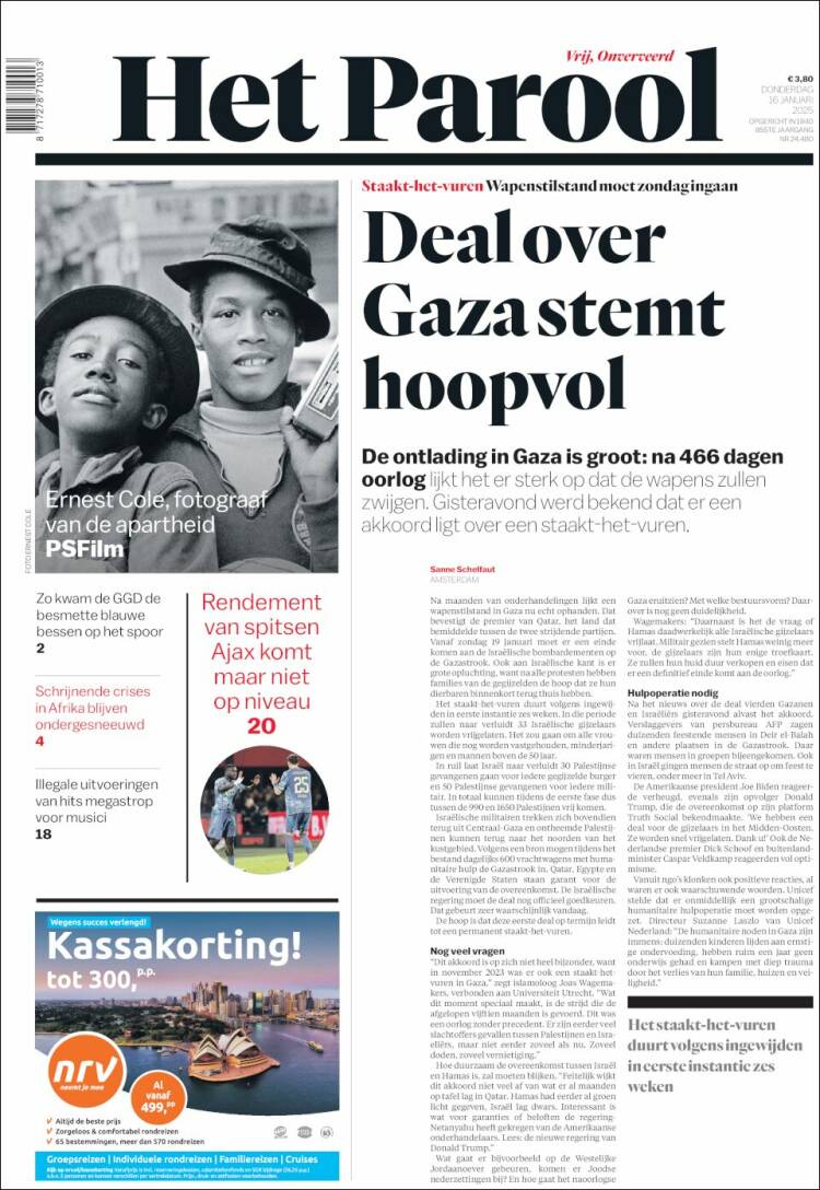 Portada de Het Parool (Pa&iacute;ses Bajos)