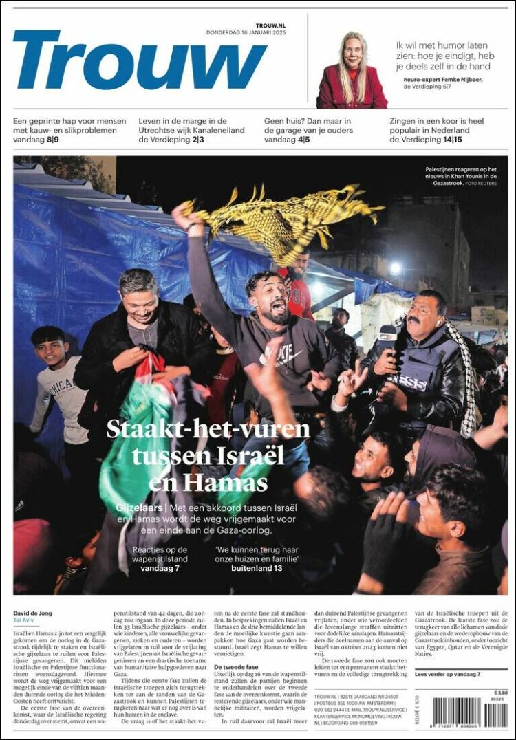 Portada de Trouw (Pa&iacute;ses Bajos)