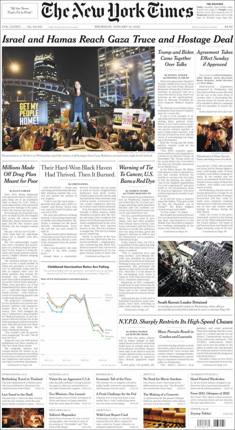 Portada de New York Times (USA)