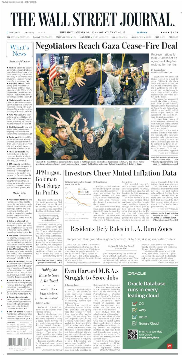 Portada de Wall Street Journal (USA)