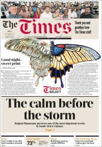 Portada de The Times (South Africa)