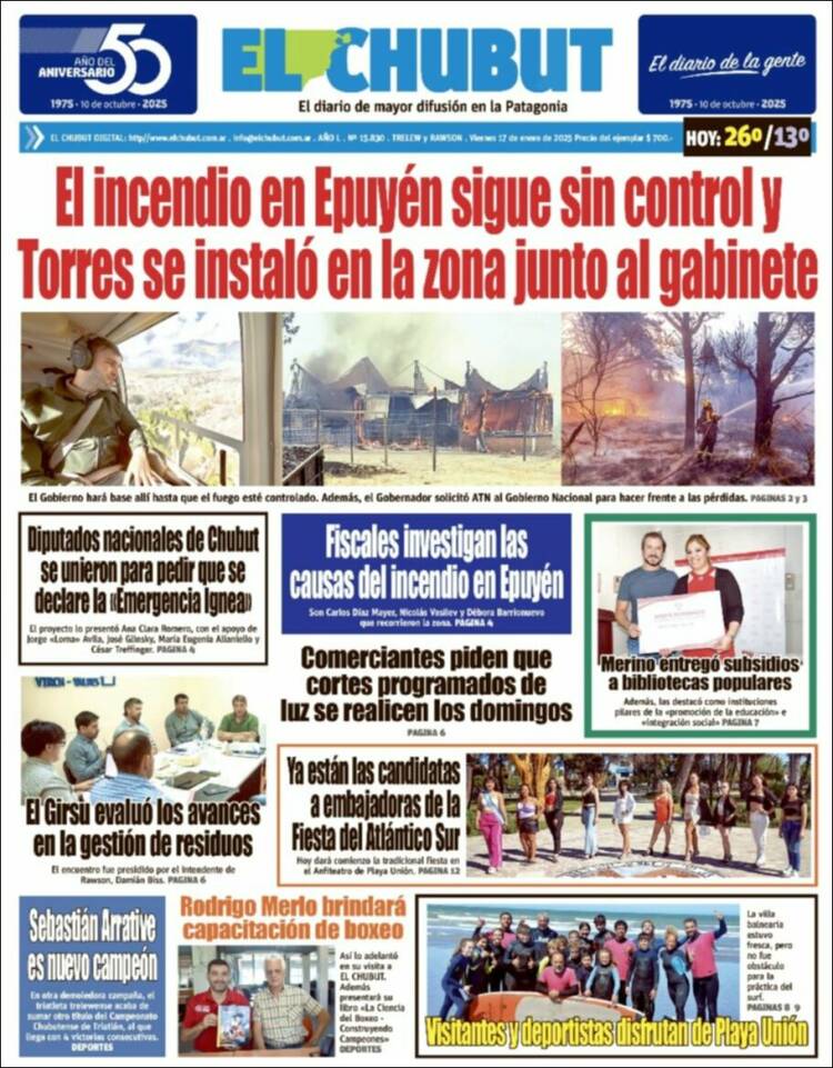 Portada de El Chubut (Argentina)