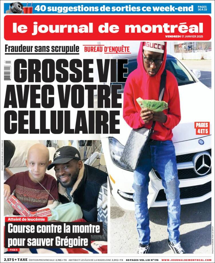 Portada de Le Journal de Montréal (Canadá)