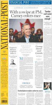 Portada de The National Post (Canadá)