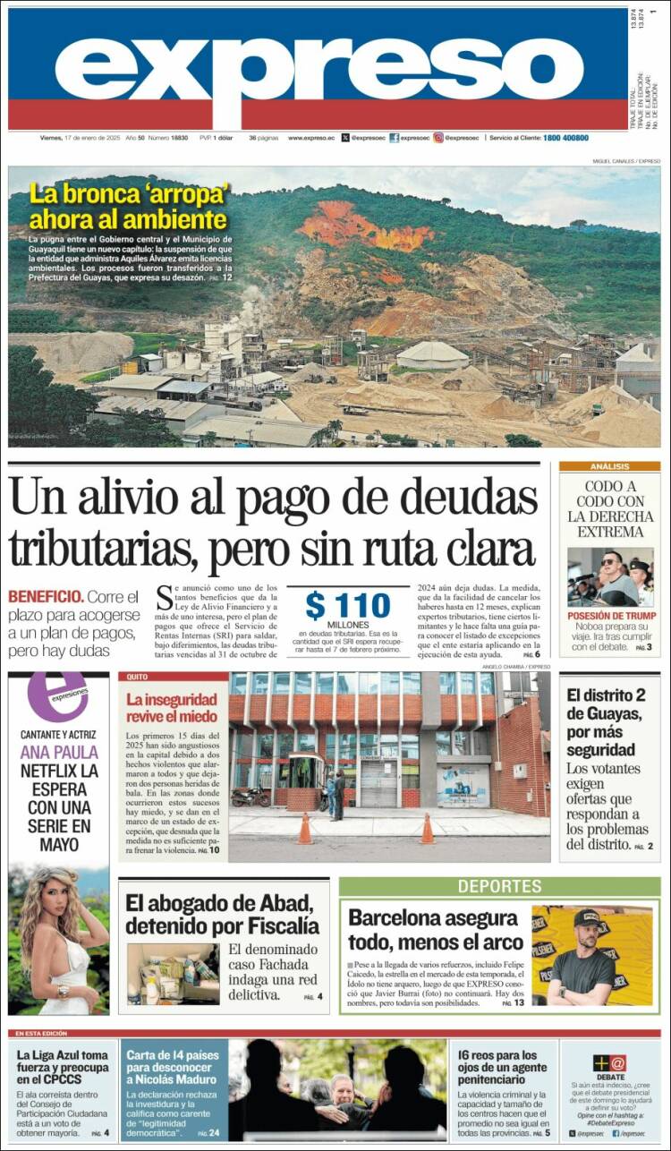 Portada de Expreso (Ecuador)
