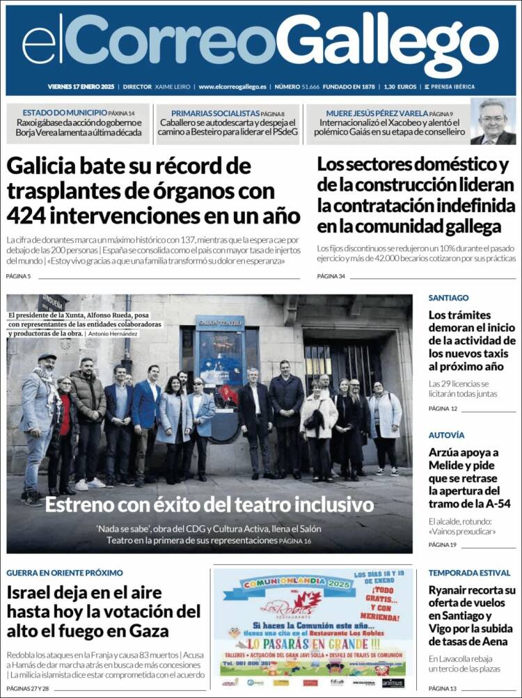 Portada de El Correo Gallego (España)