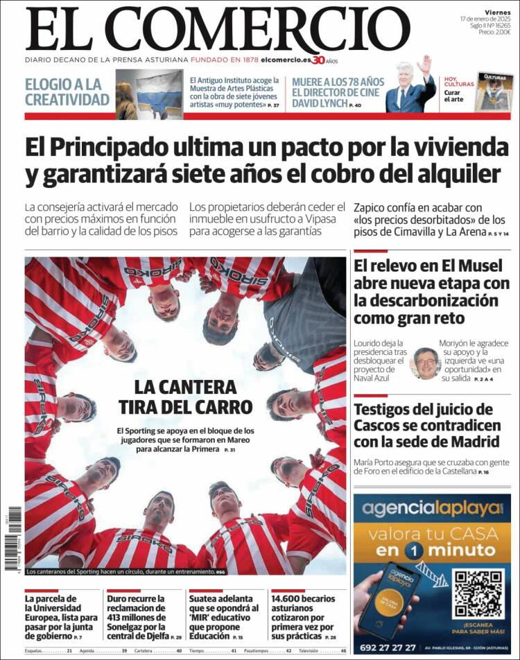 Portada de El Comercio - Gijón (España)