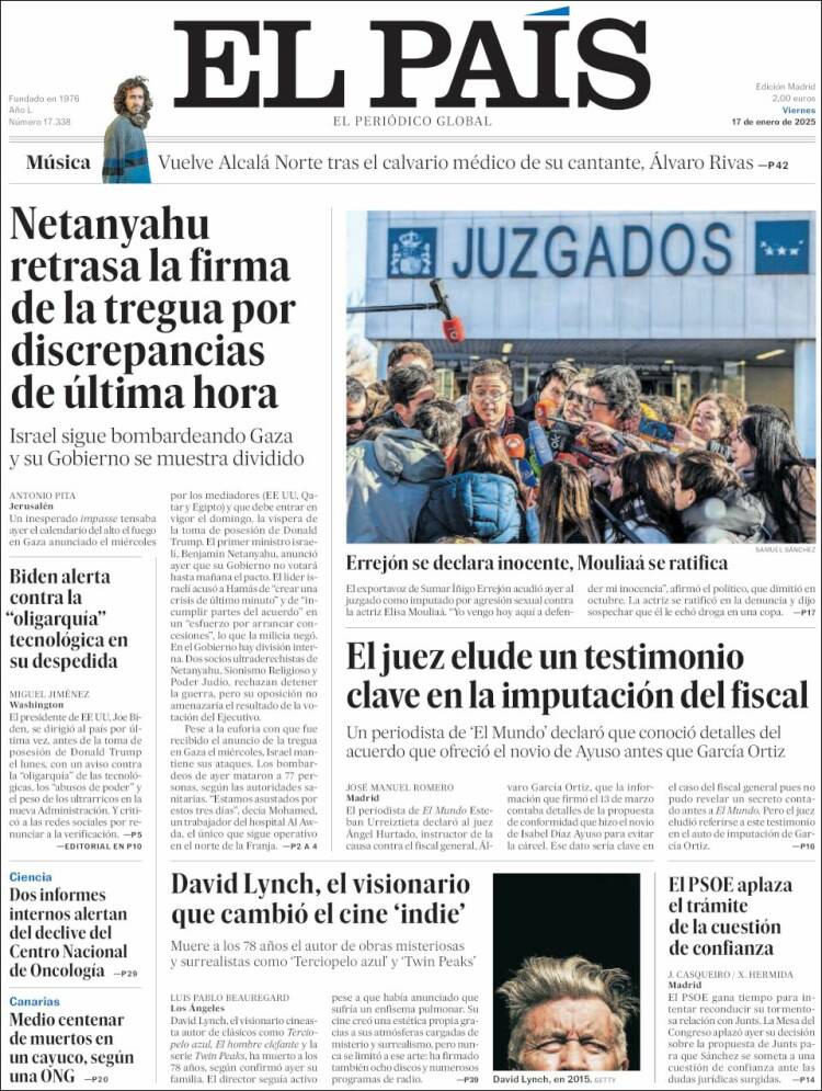 Portada de El País (España)