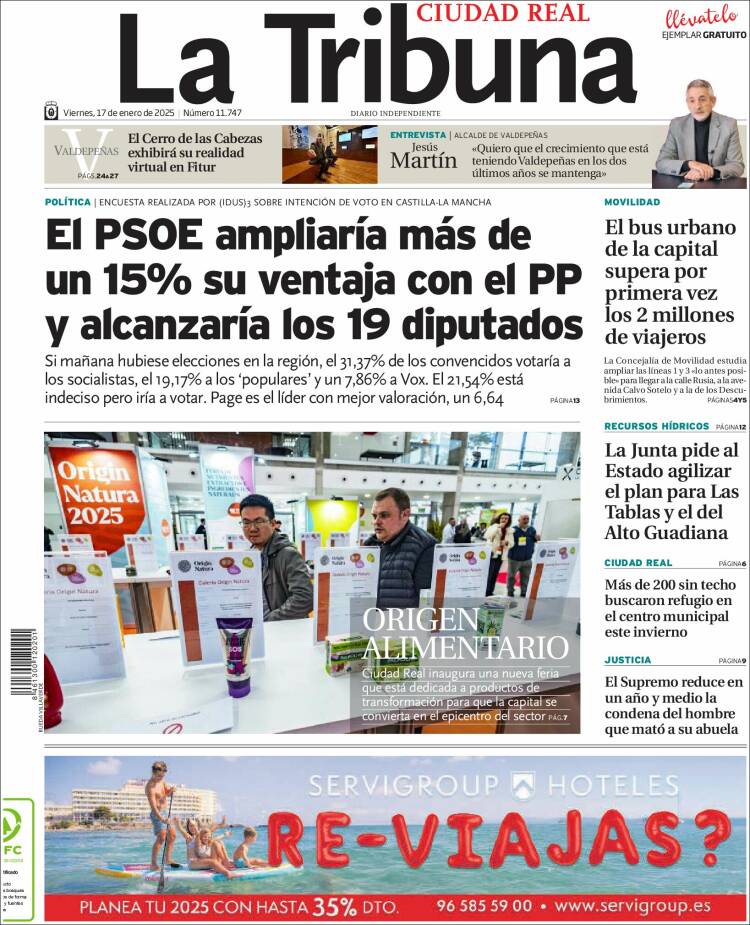 Portada de La Tribuna de Ciudad Real (España)