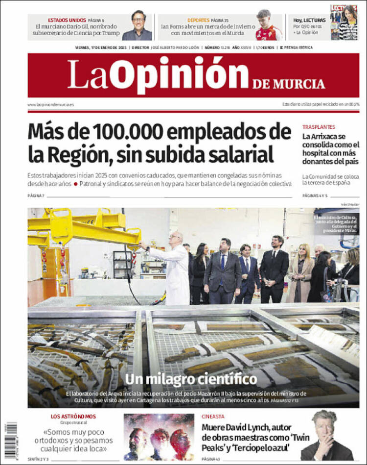 Portada de La Opinión de Murcia (España)