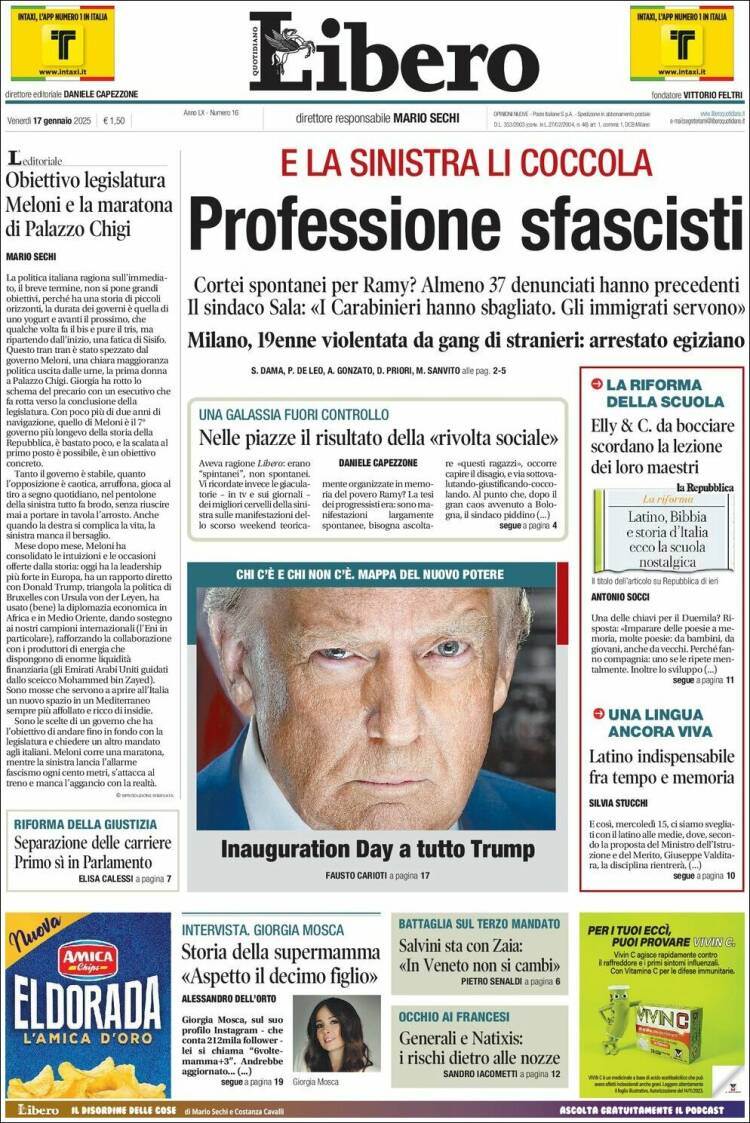 Portada de Libero (Italia)