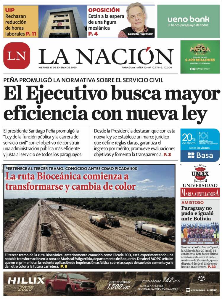 Portada de La Nación (Paraguay)
