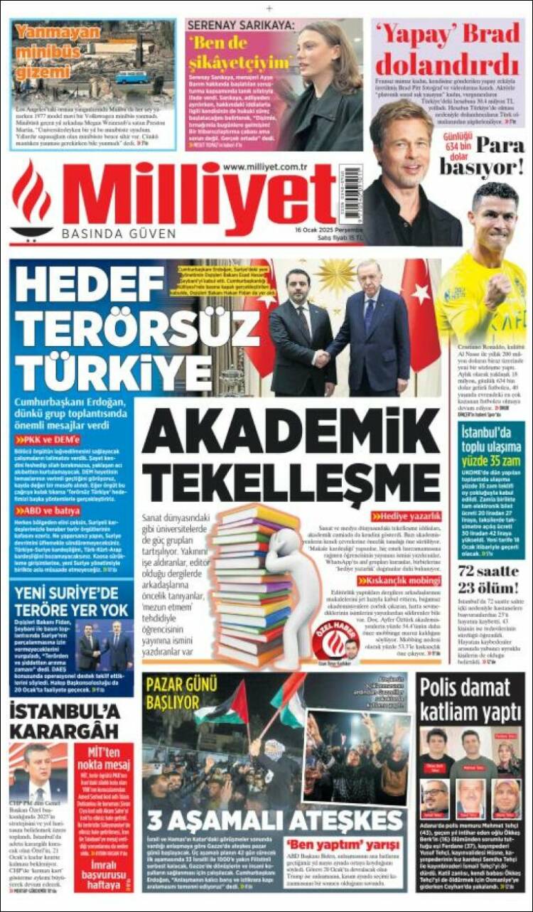 Portada de Milliyet (Turqu&iacute;a)