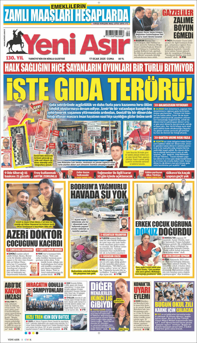 Portada de Yeni Asır (Turqu&iacute;a)