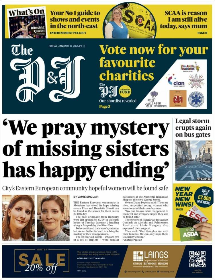 Portada de The Press and Journal (Reino Unido)