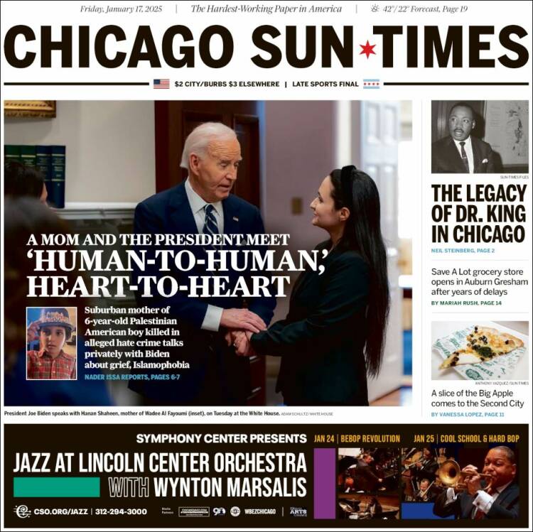 Portada de Chicago Sun-Times (USA)