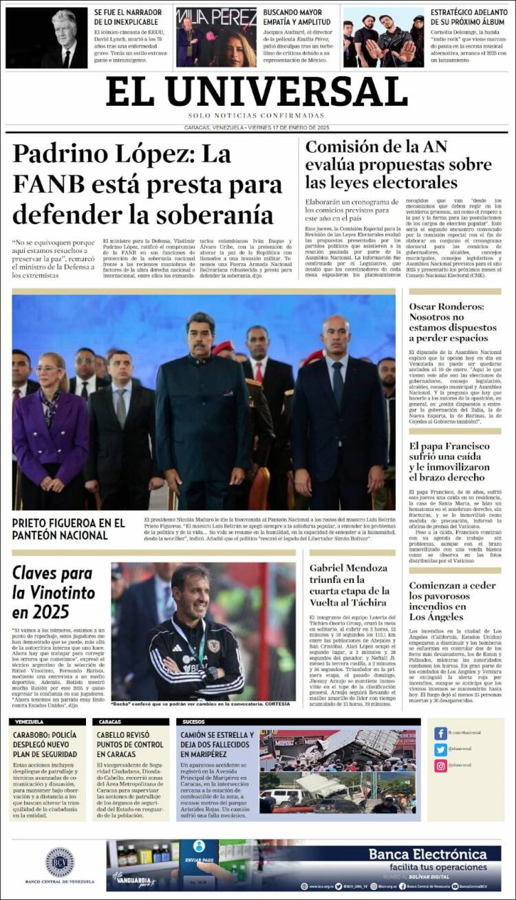 Portada de Universal (Venezuela)