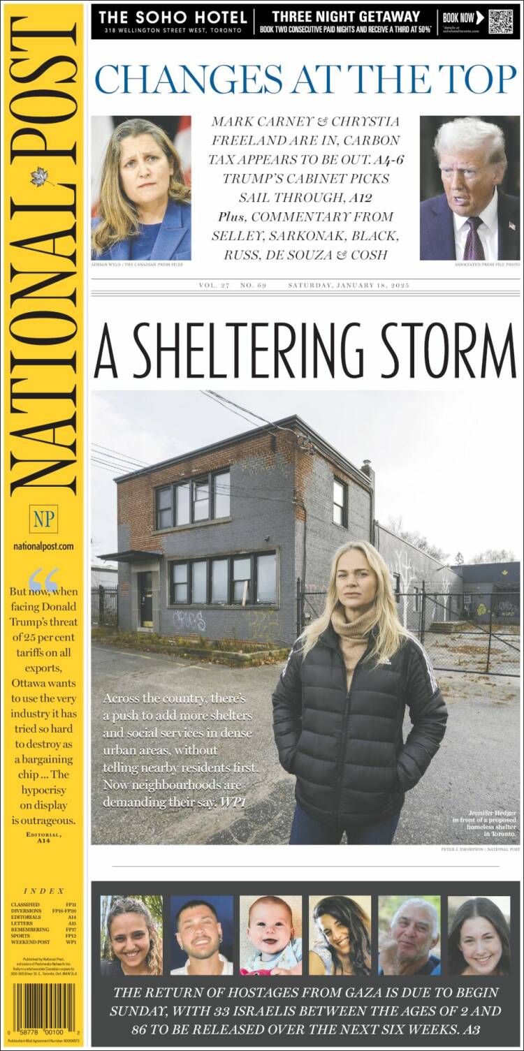 Portada de The National Post (Canadá)