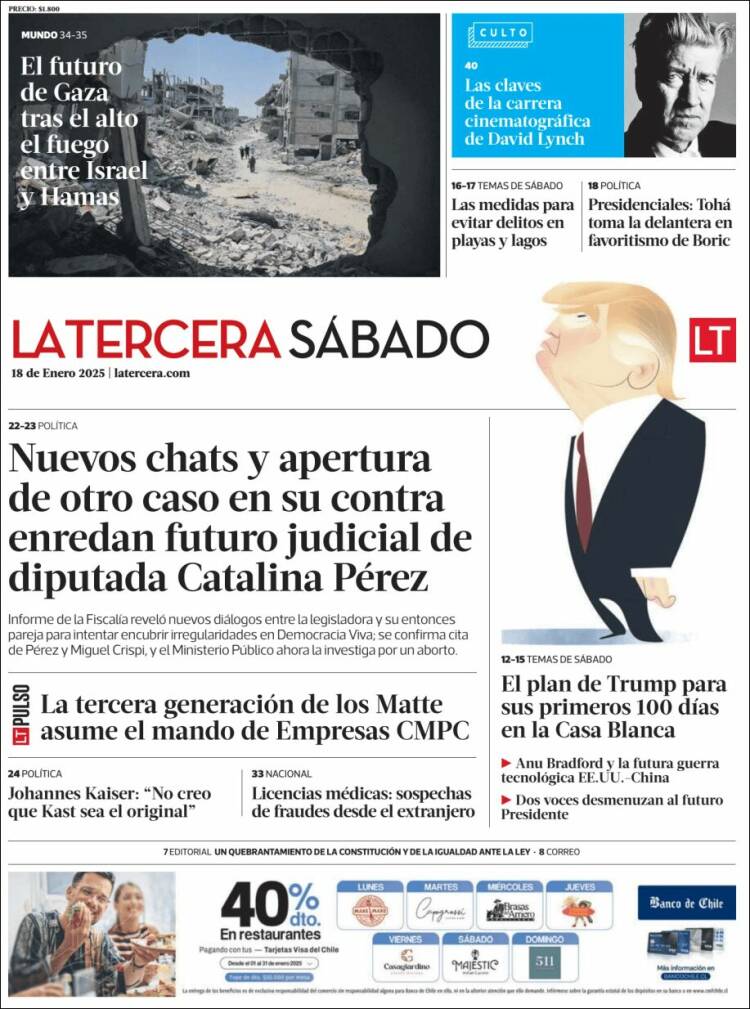 Portada de La Tercera (Chile)