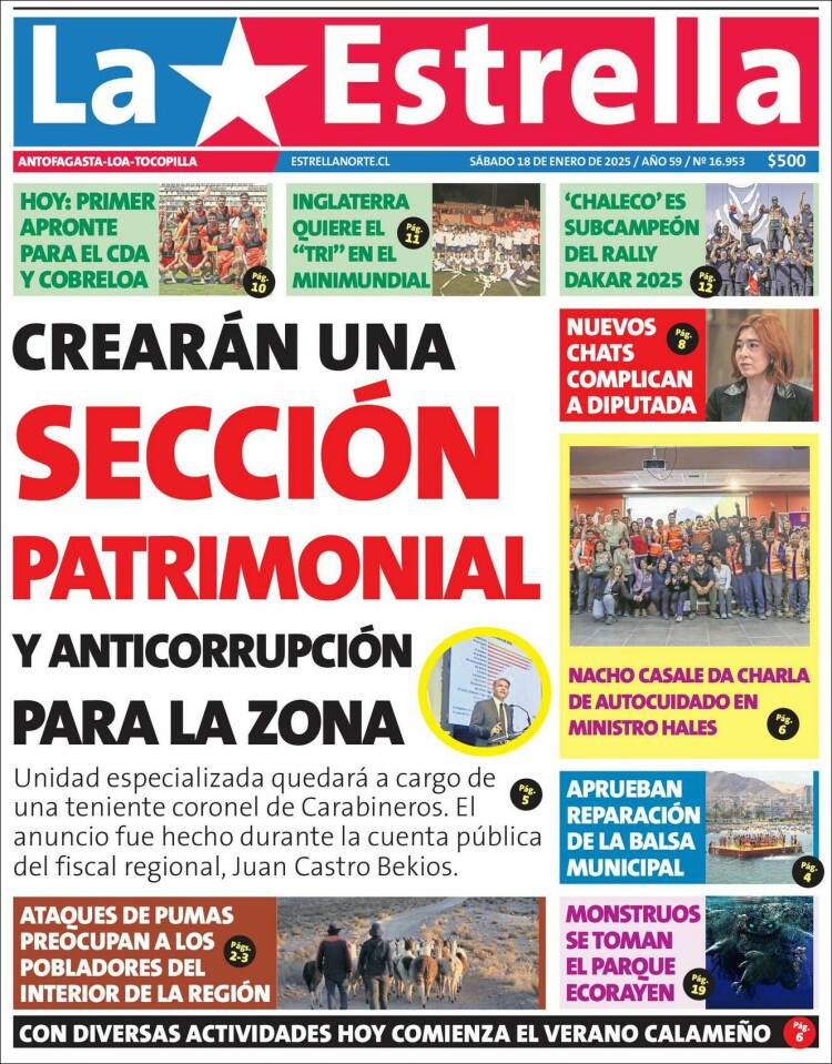 Portada de La Estrella de Tocopilla (Chile)