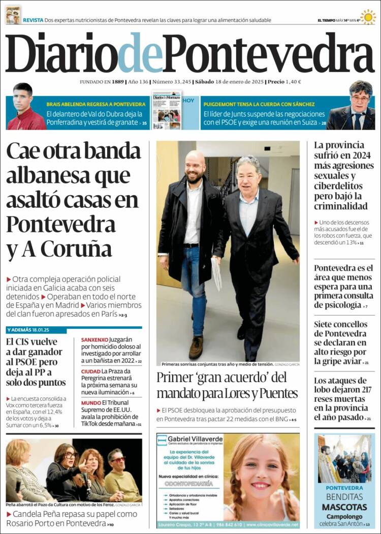 Portada de Diario de Pontevedra (España)