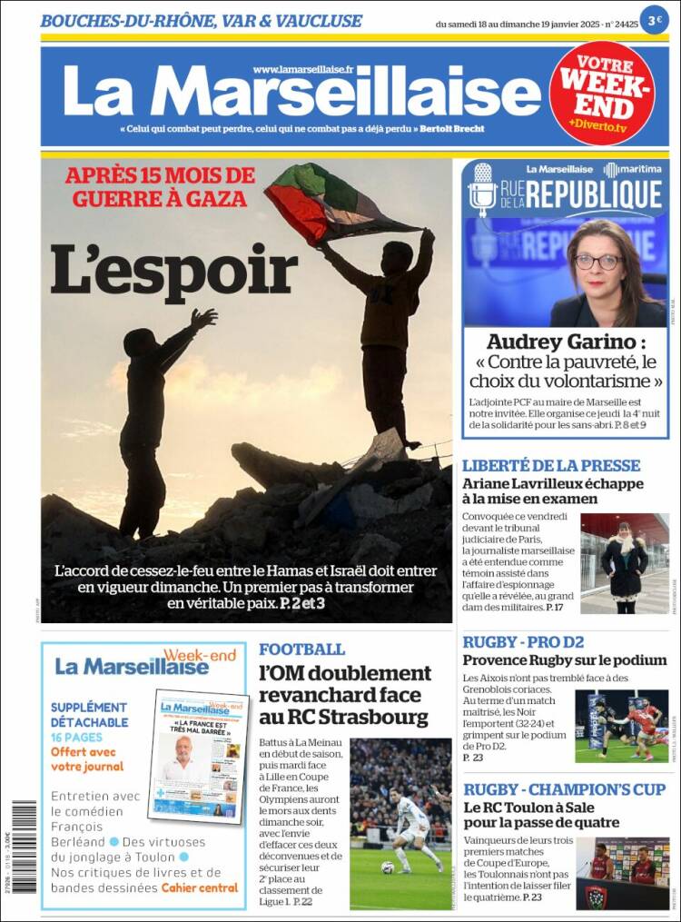 Portada de La Marseillaise (Francia)