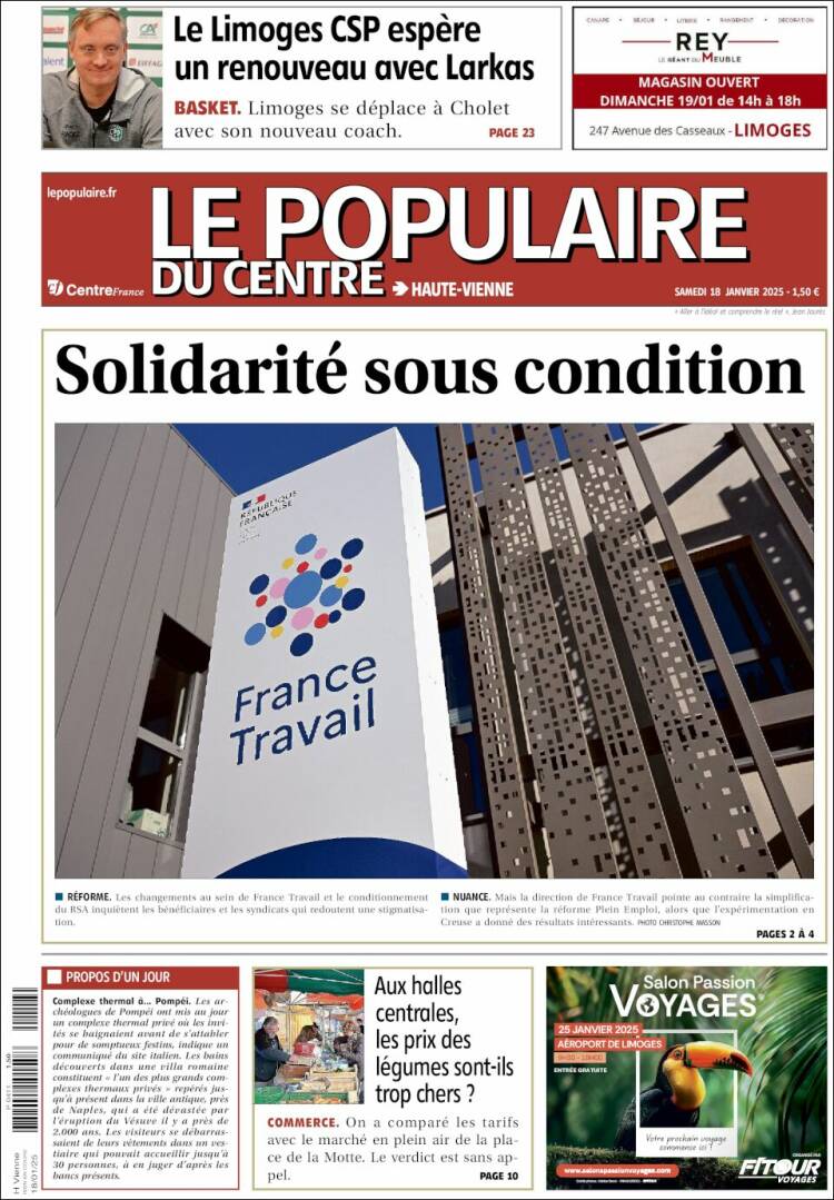 Portada de Le Populaire du Centre (Francia)