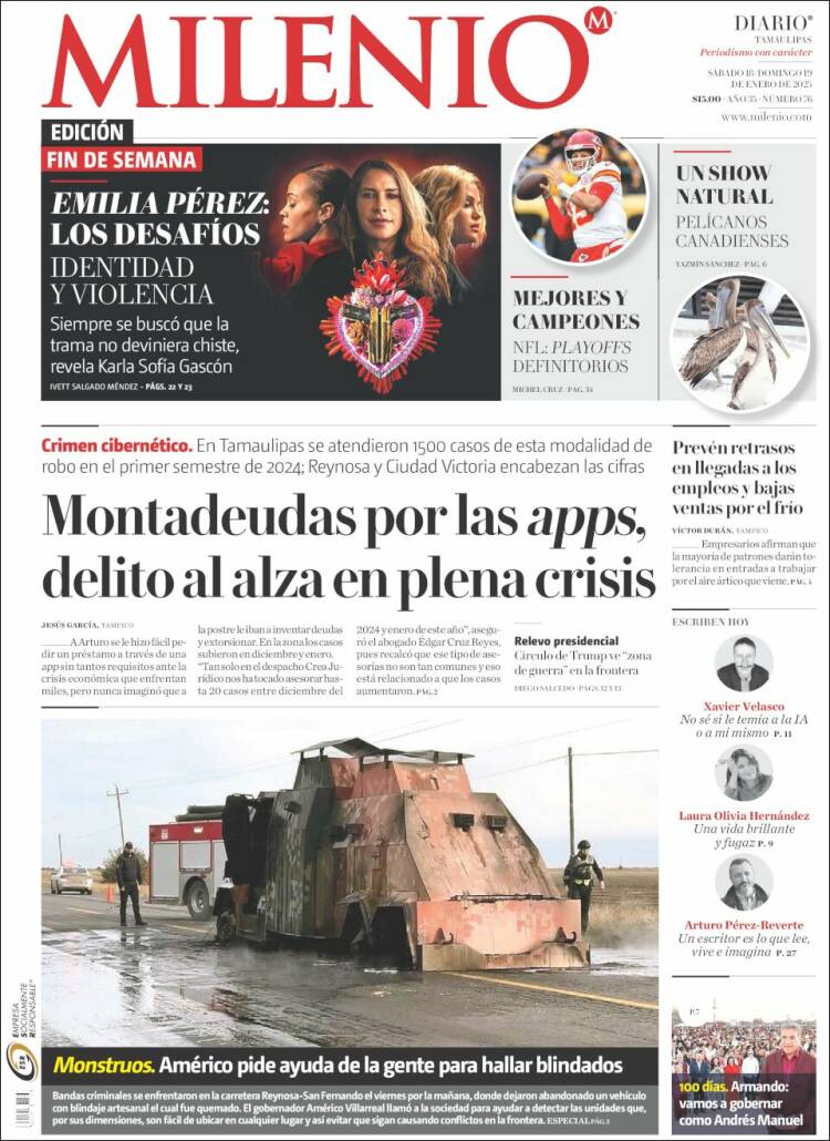 Portada de Milenio - Tamaulipas (México)