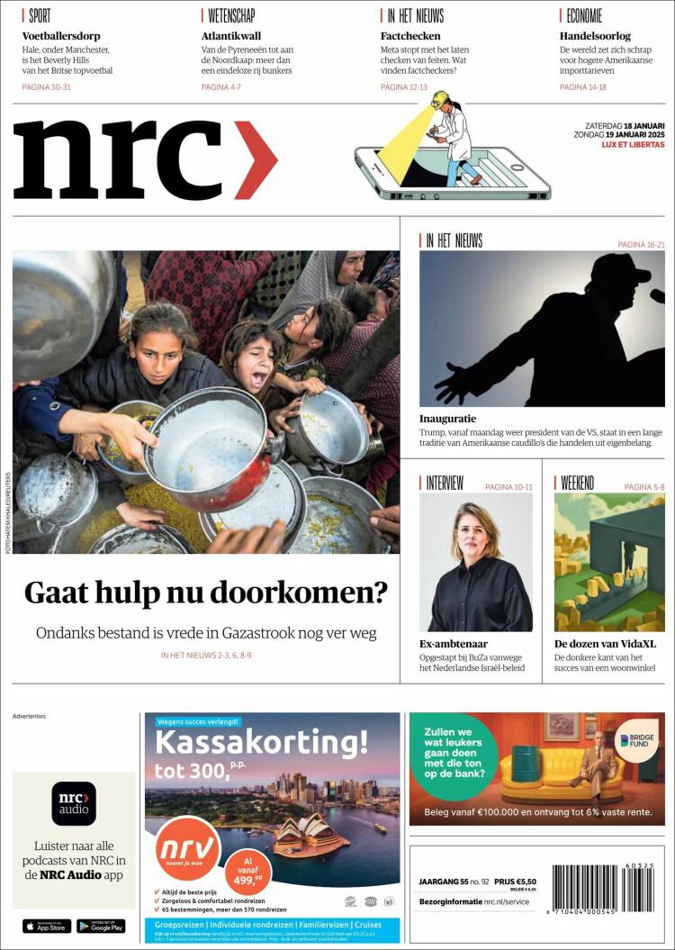 Portada de NRC Handelsblad (Pa&iacute;ses Bajos)