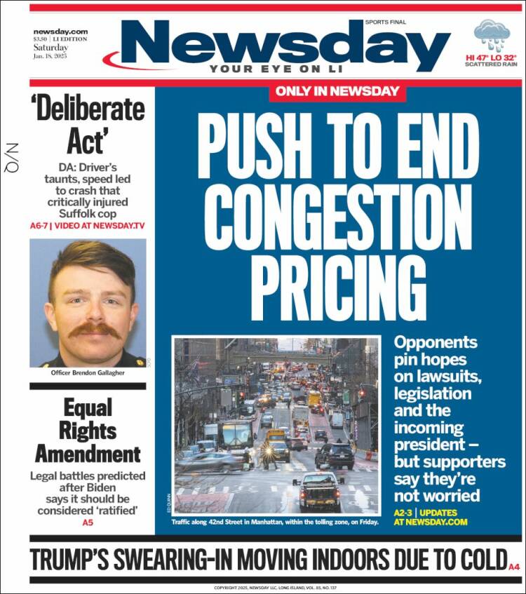 Portada de Newsday (USA)