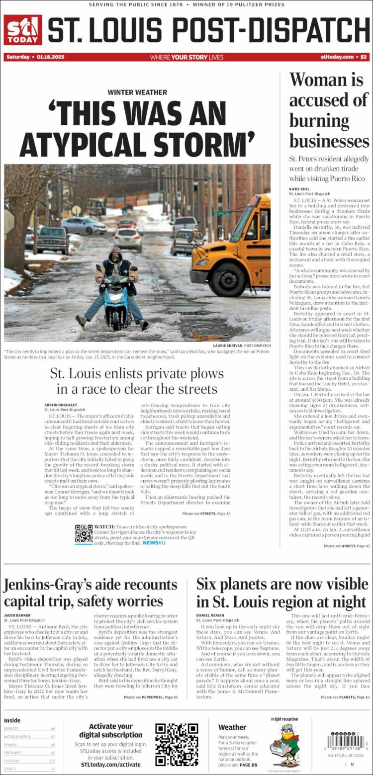 Portada de St. Louis Post-Dispatch (USA)