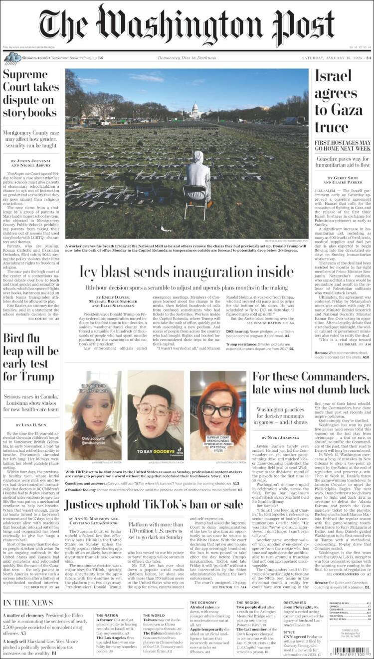 Portada de The Washington Post (USA)