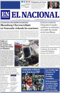 Portada de El Nacional (Venezuela)