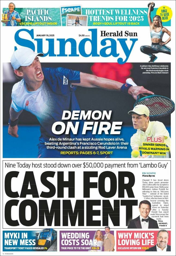 Portada de Herald Sun (Australia)