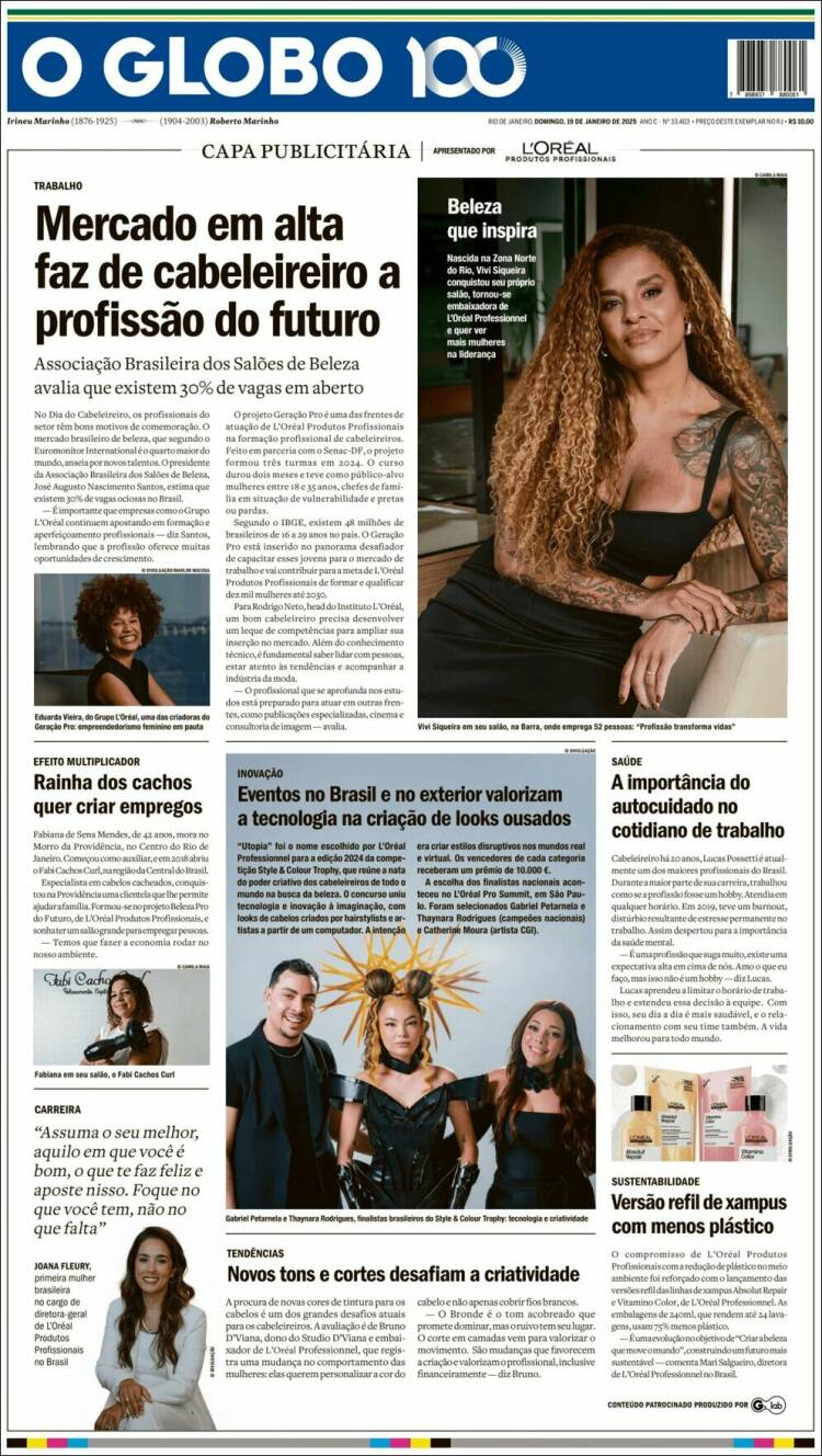 Portada de O Globo (Brasil)