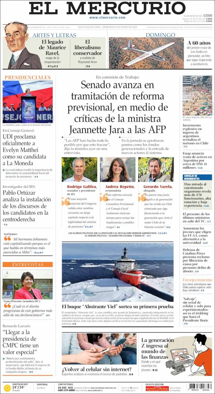 Portada de El Mercurio (Chile)